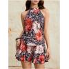 imageMilumia Women Summer Outfits 2 Piece Knot Back Halter Top and Wide Leg Shorts SetsBrown