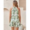 imageMilumia Women Summer Outfits 2 Piece Knot Back Halter Top and Wide Leg Shorts SetsGreen
