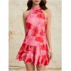 imageMilumia Women Summer Outfits 2 Piece Knot Back Halter Top and Wide Leg Shorts SetsPink