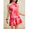 imageMilumia Women Summer Outfits 2 Piece Knot Back Halter Top and Wide Leg Shorts SetsPink