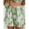 imageMilumia Women Summer Outfits 2 Piece Knot Back Halter Top and Wide Leg Shorts SetsWhite and Green