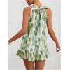 imageMilumia Women Summer Outfits 2 Piece Knot Back Halter Top and Wide Leg Shorts SetsWhite and Green