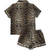 imageMilumia Womens Causal Leopard Print PJ Set Notch Collar Sleepwear Two Piecess Pajama SetsLeopard