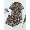 imageMilumia Womens Causal Leopard Print PJ Set Notch Collar Sleepwear Two Piecess Pajama SetsYellow Brown