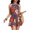 imageMilumia Women Summer Outfits 2 Piece Knot Back Halter Top and Wide Leg Shorts SetsBrown