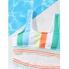 imageMilumia Girl 2 Piece Striped Bikini Swimsuit Contrast Mesh Scoop Neck Bathing SuitGreen and White