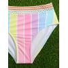 imageMilumia Girl 2 Piece Striped Bikini Swimsuit Contrast Mesh Scoop Neck Bathing SuitPink Blue