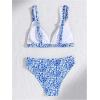 imageMilumia Girls 2 Piece Bikini Set Ditsy Floral V Neck Spaghetti Strap SwimsuitMulti Floral Blue