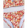 imageMilumia Girls 2 Piece Bikini Set Ditsy Floral V Neck Spaghetti Strap SwimsuitOrange
