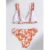 imageMilumia Girls 2 Piece Bikini Set Ditsy Floral V Neck Spaghetti Strap SwimsuitOrange