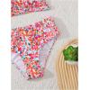 imageMilumia Girls 2 Piece Bikini Set Ditsy Floral V Neck Spaghetti Strap SwimsuitRed