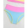 imageMilumia Girls 2 Piece Color Block Swimsuits Spaghetti Strap High Waist Bikini SetsMulticolor