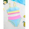 imageMilumia Girls 2 Piece Color Block Swimsuits Spaghetti Strap High Waist Bikini SetsMulticolor