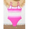 imageMilumia Girls 2 Piece Color Block Swimsuits Spaghetti Strap High Waist Bikini SetsPink