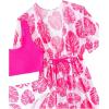 imageMilumia Girls 3 Pieces Swimsuits Tropical Print Scoop Neck Bathing Suits with Kimono Cover Ups Hot Pink 9Y