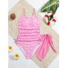imageMilumia Girls Ditsy Floral One Piece Swimsuit Ruched Spaghetti Strap Bathing Suit with Coverup SkirtPink