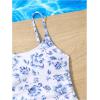 imageMilumia Girls Floral One Piece Swimwear Bow Tie Side Spaghetti Strap SwimsuitsBlue and White