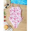 imageMilumia Girls Floral One Piece Swimwear Bow Tie Side Spaghetti Strap SwimsuitsPink