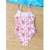 imageMilumia Girls Floral One Piece Swimwear Bow Tie Side Spaghetti Strap SwimsuitsPink
