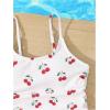 imageMilumia Girls Floral One Piece Swimwear Bow Tie Side Spaghetti Strap SwimsuitsRed and White
