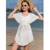 imageMilumia Girls Hollow Out Tie Front Cover Up Dress V Neck Short Sleeve Bikini Coverups Beachwear White 10 Years