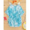 imageMilumia Girls Tie Dye Mesh Sheer Ruffle Coverups Beach Swimsuit Cover UpRuffle Trim Blue
