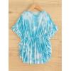 imageMilumia Girls Tie Dye Mesh Sheer Ruffle Coverups Beach Swimsuit Cover UpRuffle Trim Blue