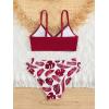 imageMilumia Girls Two Piece Swimsuit Bowknot Tropical V Neck Bikini SetRed and White