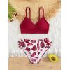 imageMilumia Girls Two Piece Swimsuit Bowknot Tropical V Neck Bikini SetRed and White