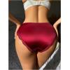 imageMilumia Low Waist Satin Panties for Women Sexy Silky Lace Trim Thong Bikini Briefs Lingerie UnderwearBurgundy