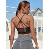 imageMilumia Women Criss Cross Low Cut Sports Bra Contrast Fishnet Padded Workout BrasBlack
