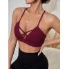 imageMilumia Women Criss Cross Low Cut Sports Bra Contrast Fishnet Padded Workout BrasRed