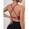 imageMilumia Women Criss Cross Low Cut Sports Bra Contrast Fishnet Padded Workout BrasRed
