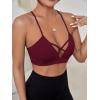 imageMilumia Women Criss Cross Low Cut Sports Bra Contrast Fishnet Padded Workout BrasRed