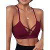 imageMilumia Women Criss Cross Low Cut Sports Bra Contrast Fishnet Padded Workout BrasRed