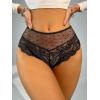 imageMilumia Women Lace up High Waist Mesh Lace Sexy Panties UnderwearBlack