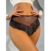 imageMilumia Women Lace up High Waist Mesh Lace Sexy Panties UnderwearBlack