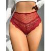 imageMilumia Women Lace up High Waist Mesh Lace Sexy Panties UnderwearRed