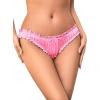 imageMilumia Women Satin Panty Bow Knot Frill Trim Ruched Cheeky Underwear Low Waist Bikini BriefsHot Pink