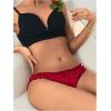 imageMilumia Women Satin Panty Bow Knot Frill Trim Ruched Cheeky Underwear Low Waist Bikini BriefsRed
