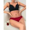 imageMilumia Women Satin Panty Bow Knot Frill Trim Ruched Cheeky Underwear Low Waist Bikini BriefsRed