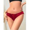 imageMilumia Women Satin Panty Bow Knot Frill Trim Ruched Cheeky Underwear Low Waist Bikini BriefsRed