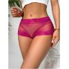 imageMilumia Women Sexy Mesh Sheer Low Rise Boyshorts Underwear Full Coverage BriefsHot Pink