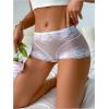 imageMilumia Women Sexy Mesh Sheer Low Rise Boyshorts Underwear Full Coverage BriefsWhite