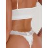 imageMilumia Women Sexy Panties Floral Lace Cut Out Thongs Mid Waist Underwear BriefsA White