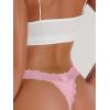 imageMilumia Women Sexy Panties Floral Lace Cut Out Thongs Mid Waist Underwear BriefsB Pink