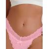 imageMilumia Women Sexy Panties Floral Lace Cut Out Thongs Mid Waist Underwear BriefsB Pink