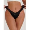 imageMilumia Women Sexy Panties Floral Lace Cut Out Thongs Mid Waist Underwear BriefsBlack