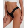 imageMilumia Women Sexy Panties Floral Lace Cut Out Thongs Mid Waist Underwear BriefsBlack
