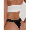 imageMilumia Women Sexy Panties Floral Lace Cut Out Thongs Mid Waist Underwear BriefsBlack